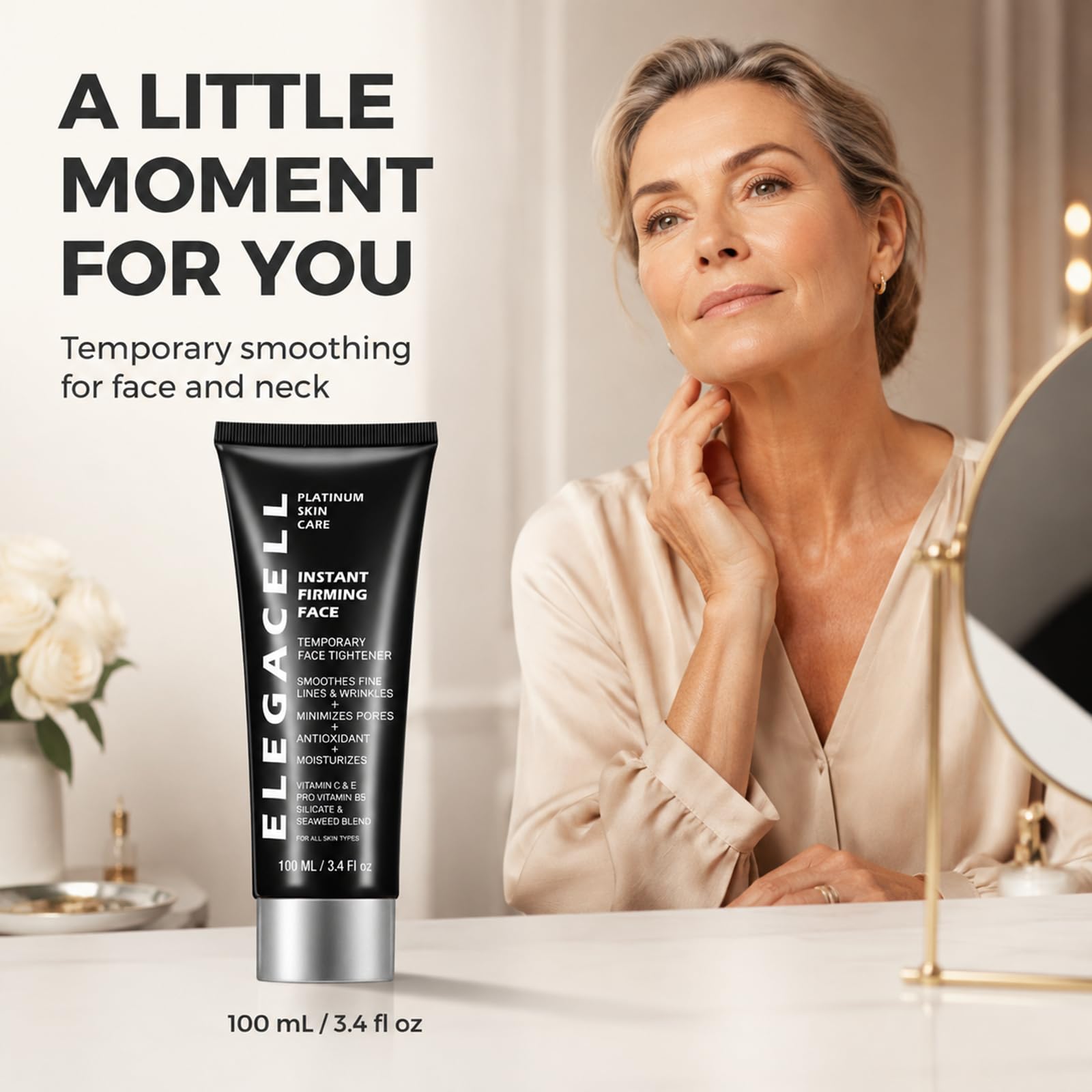 Elegacell Instant Face Lift Cream, Firming Moisturizer for Face and Neck