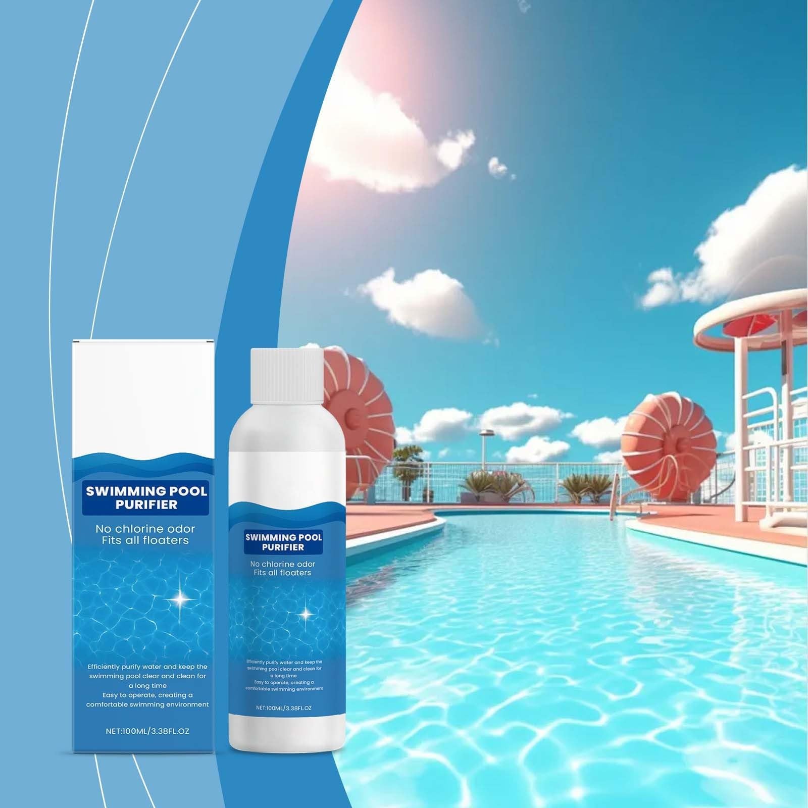 Płyn do czyszczenia wody w basenie, oczyszczacz basenowy, do krystalicznie czystej wody, skuteczny środek czyszczący do basenów, jacuzzi, kąpieli lodowych (1 szt.)