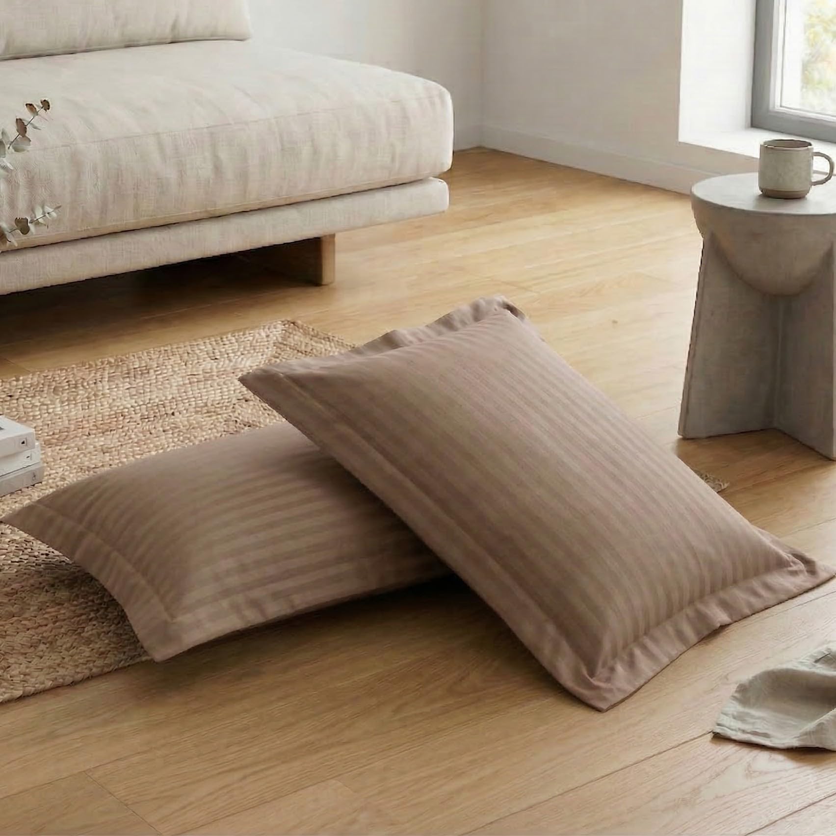 Satin Stripe Pillow Covers - King Size Set of 2 -7