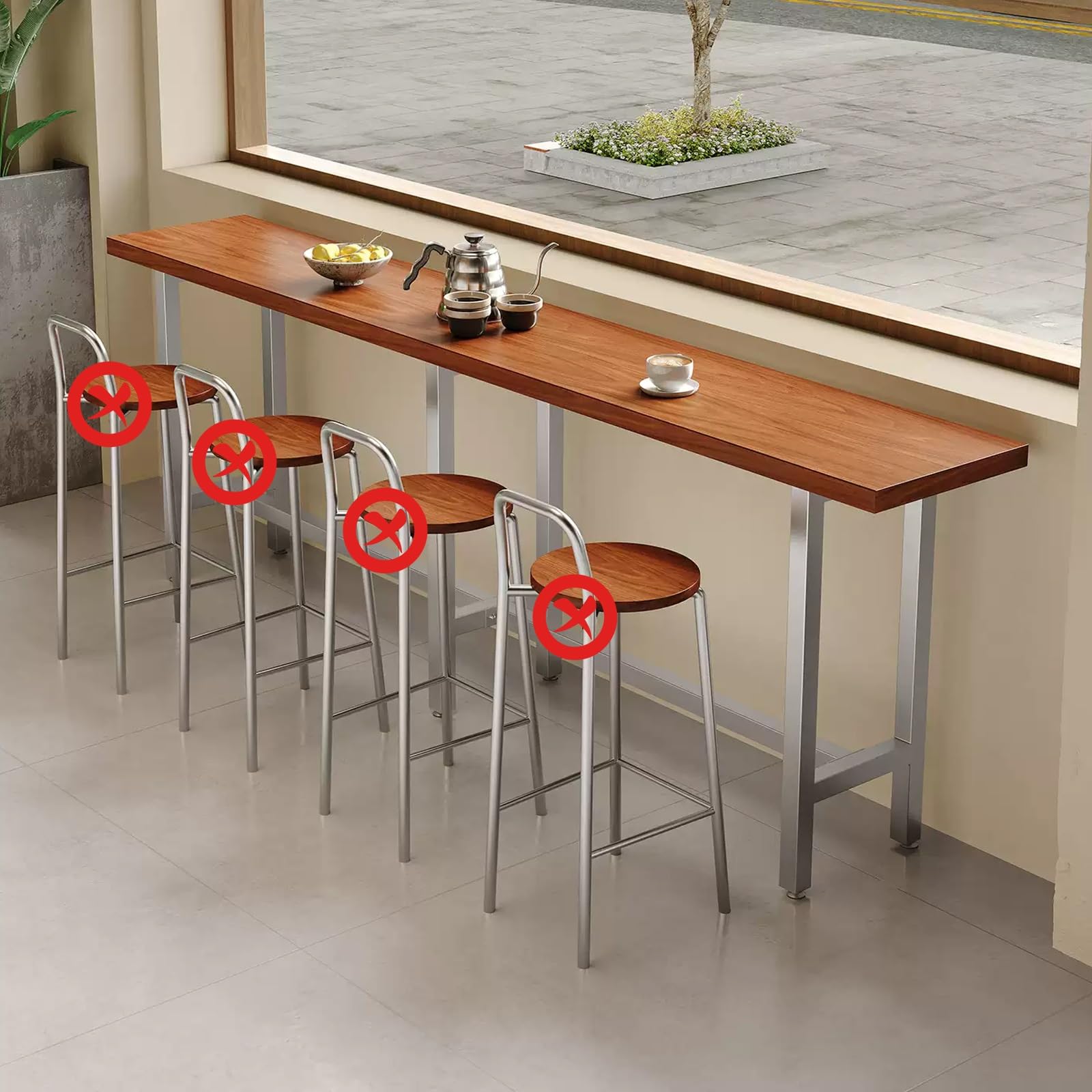 Table de bar industrielle bois massif table haute pour cuisine et espaces étroits