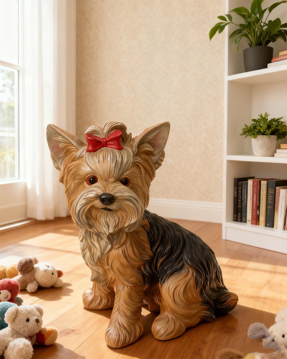 Amazon.co.jp: ZHEHUA 手描き 樹脂製 座ったヨークシャーテリア像