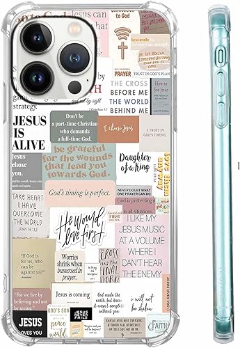 Miniatura 31 de Cubierta de Teléfono con Versículos de la Biblia y Citas Cristianas de Jesús en Collage, Funda Protectora Suave de TPU de Moda para iPhone 16 Pro,