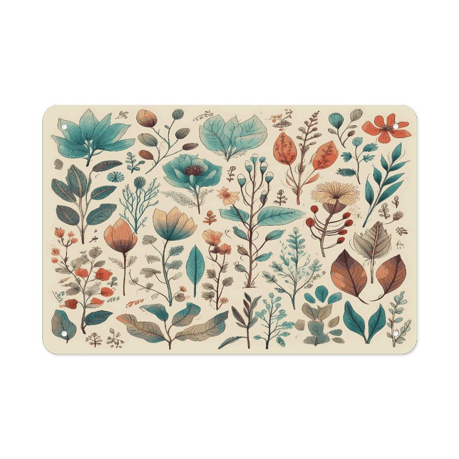 Fodpand Style Flowers And Leaves Wall Art Metal Signs Tin Sign