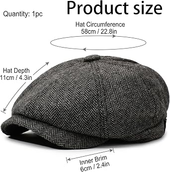 Flat Cap, Hat for Men, Black Mens Cap, Flat Cap for Men