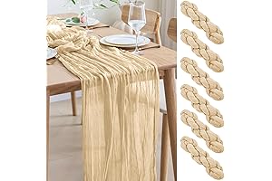 Mesa de Comedor de 6 Sillas y Camino de Mesa de Gasa de 10 Pies