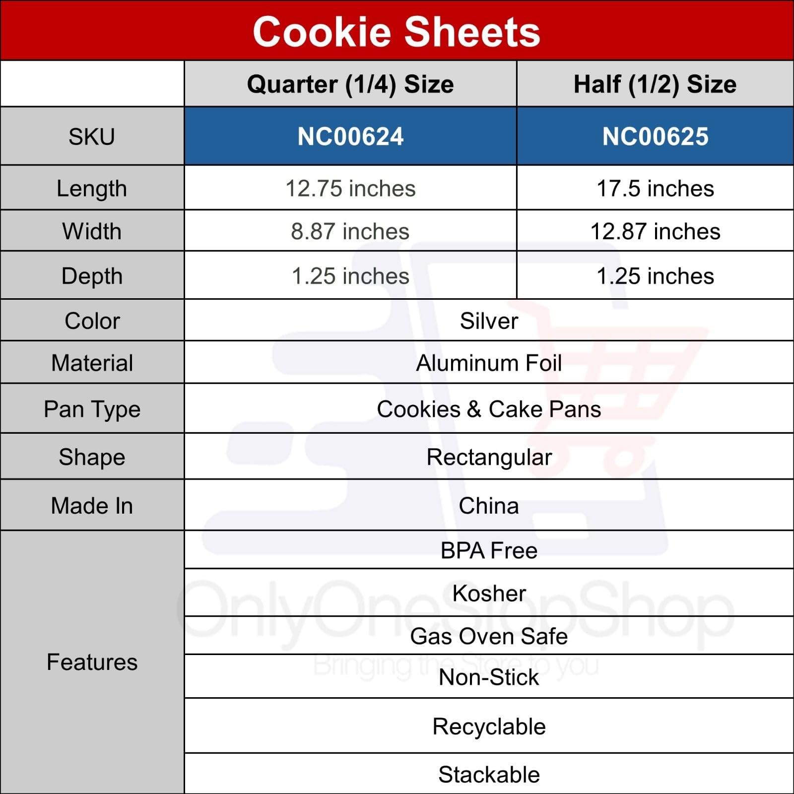 Nicole Fantini Aluminum 17.5X12.87X1.25 inches Cookie Sheet Baking Pans: Disposable Aluminum Foil Trays Ideal for Brownie, Coffee Cakes, Side Dishes : 100 Sheets
