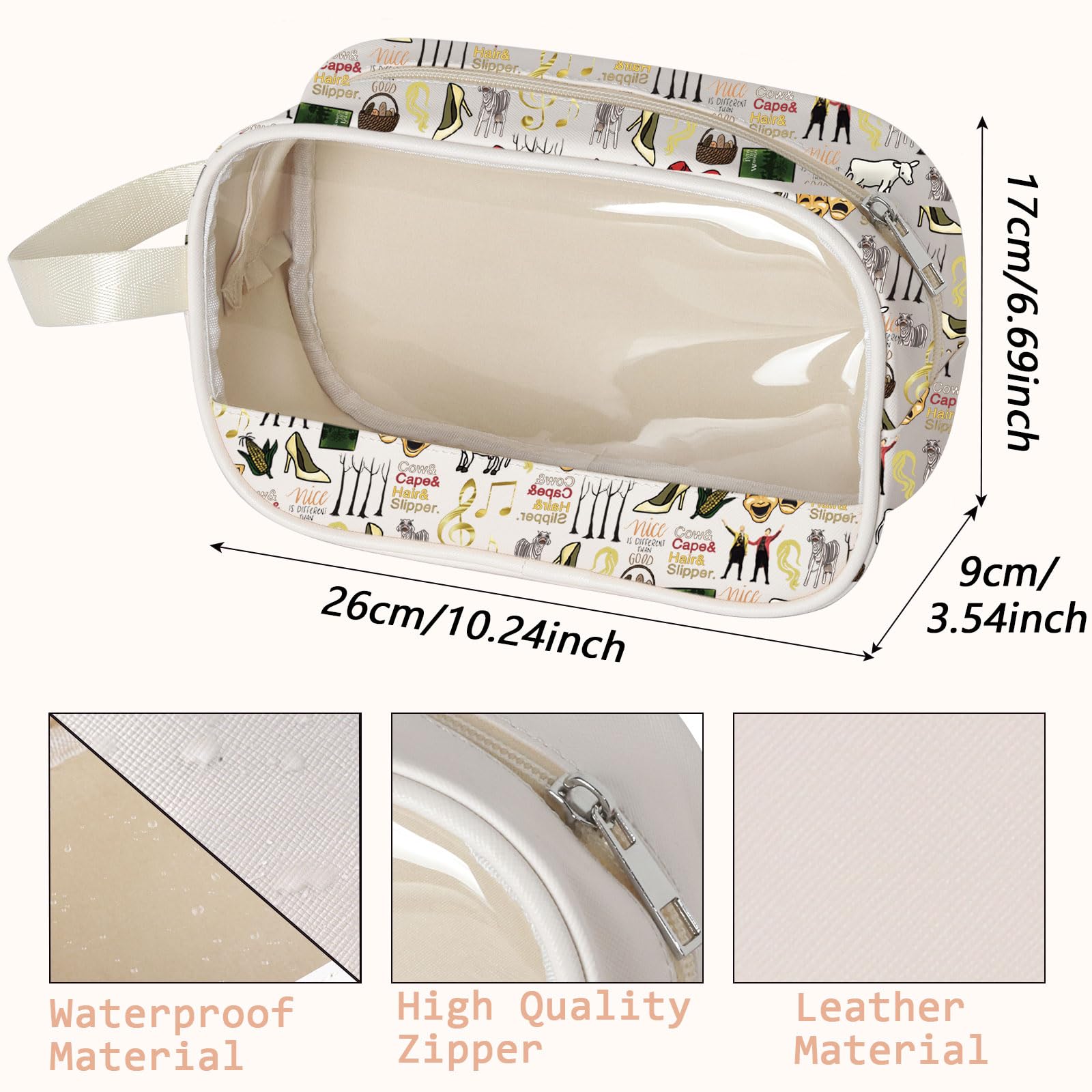 Musical Fans Theatre Gift Broadway Musical Lover Gift Leather Zipper Clear Makeup Bag (Into Cbag EU) - Image 2