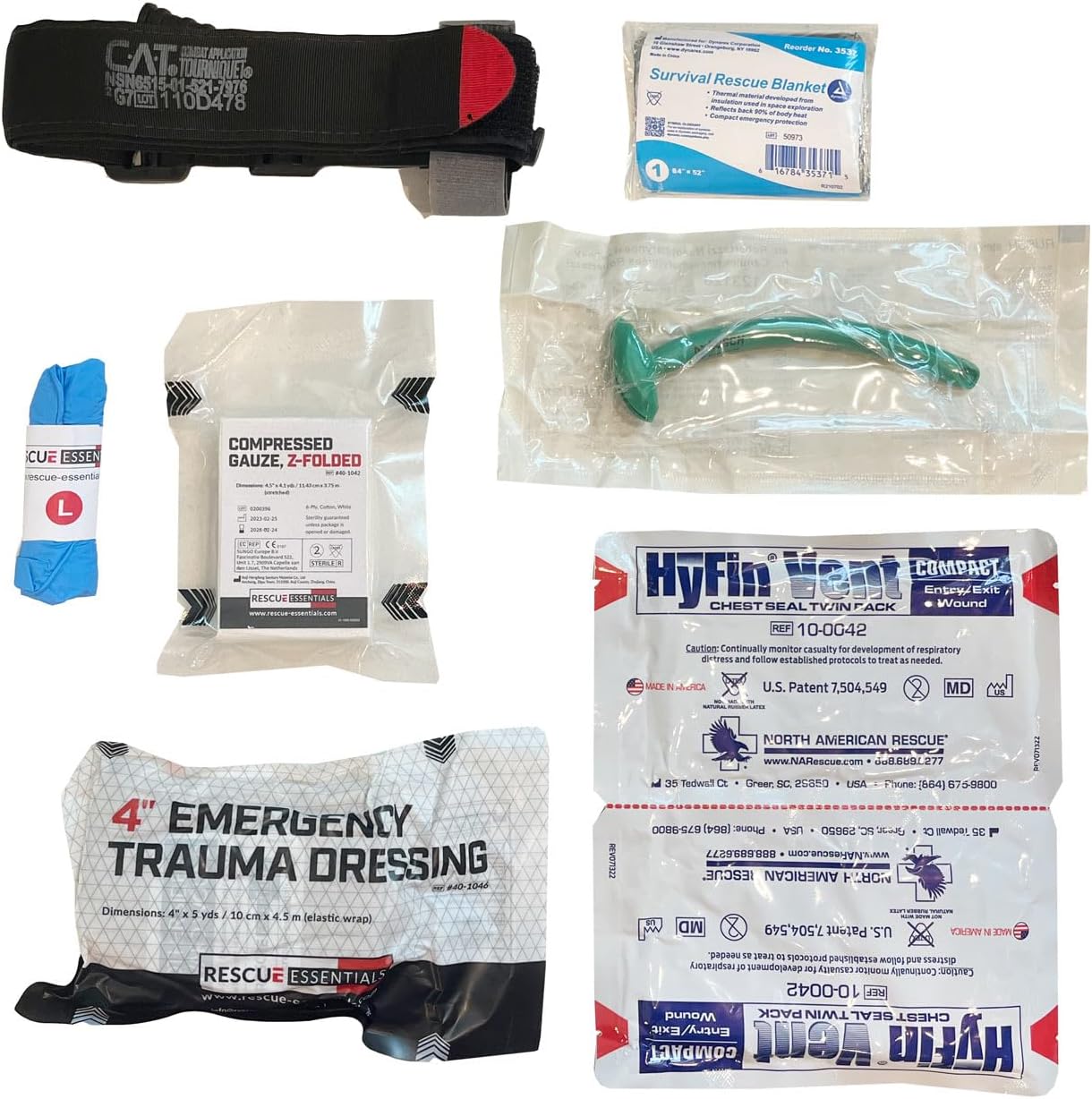 Rescue Essentials Burrito IFAK, Idividual First Aid Kit (Black)