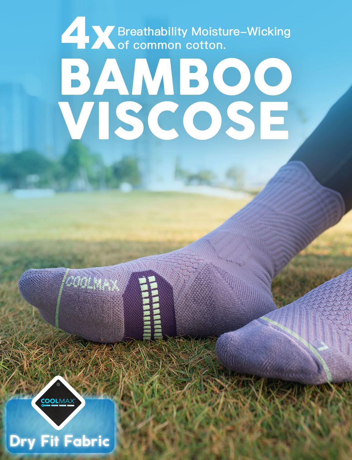 Juclise Calcetines de compresión de viscosa de bambú para correr, calcetines que absorben la humedad, antiampollas, para senderismo,ciclismo (FR/ES, Números, 38, 42, Regular, Regular, Roca Lunar)