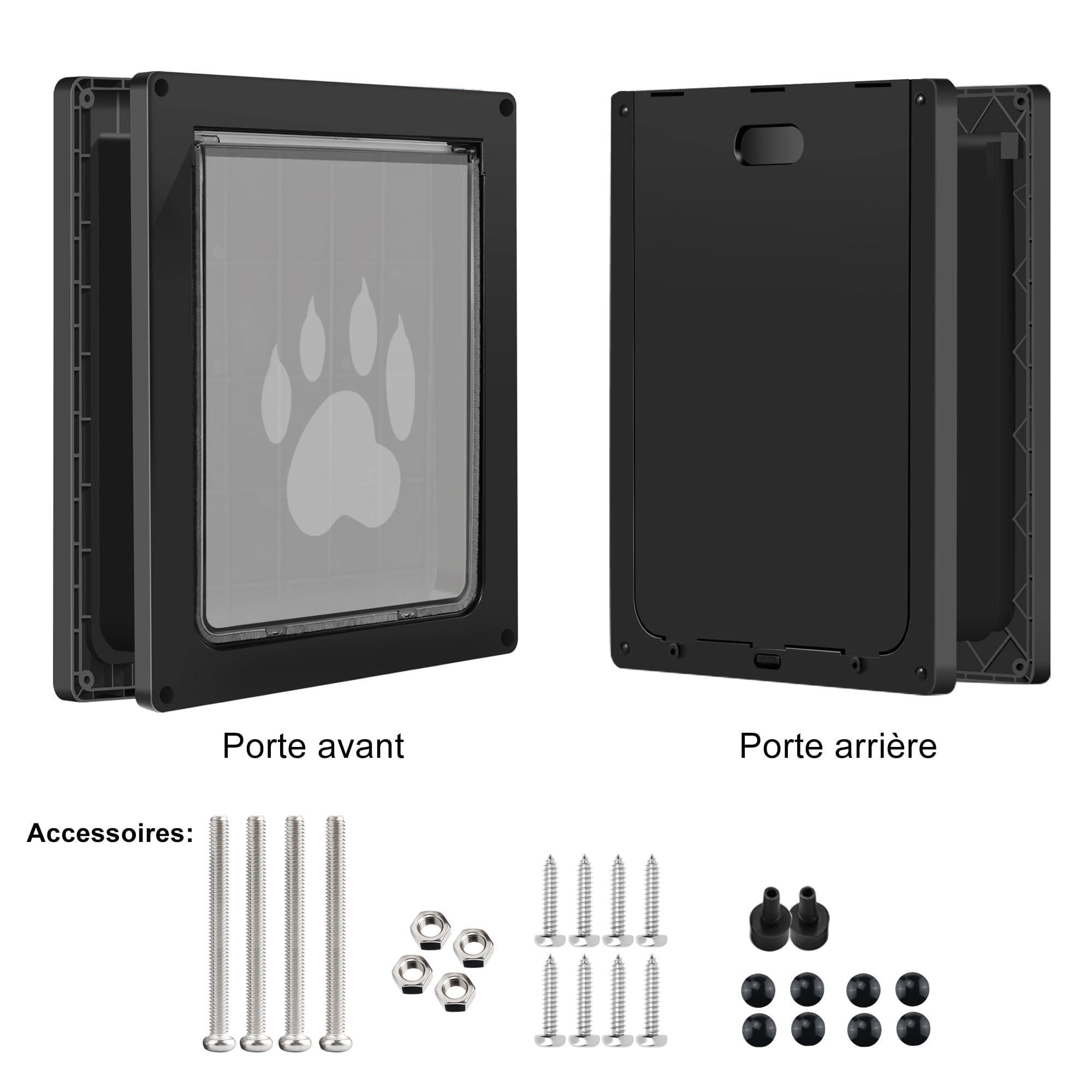 CEESC Clapet pour chiens de grande taille, résistant aux intempéries, pour chats et chiens jusqu'à 45 kg, durable, plaque de fermeture Snap-In incluse, convient pour les portes intérieures et