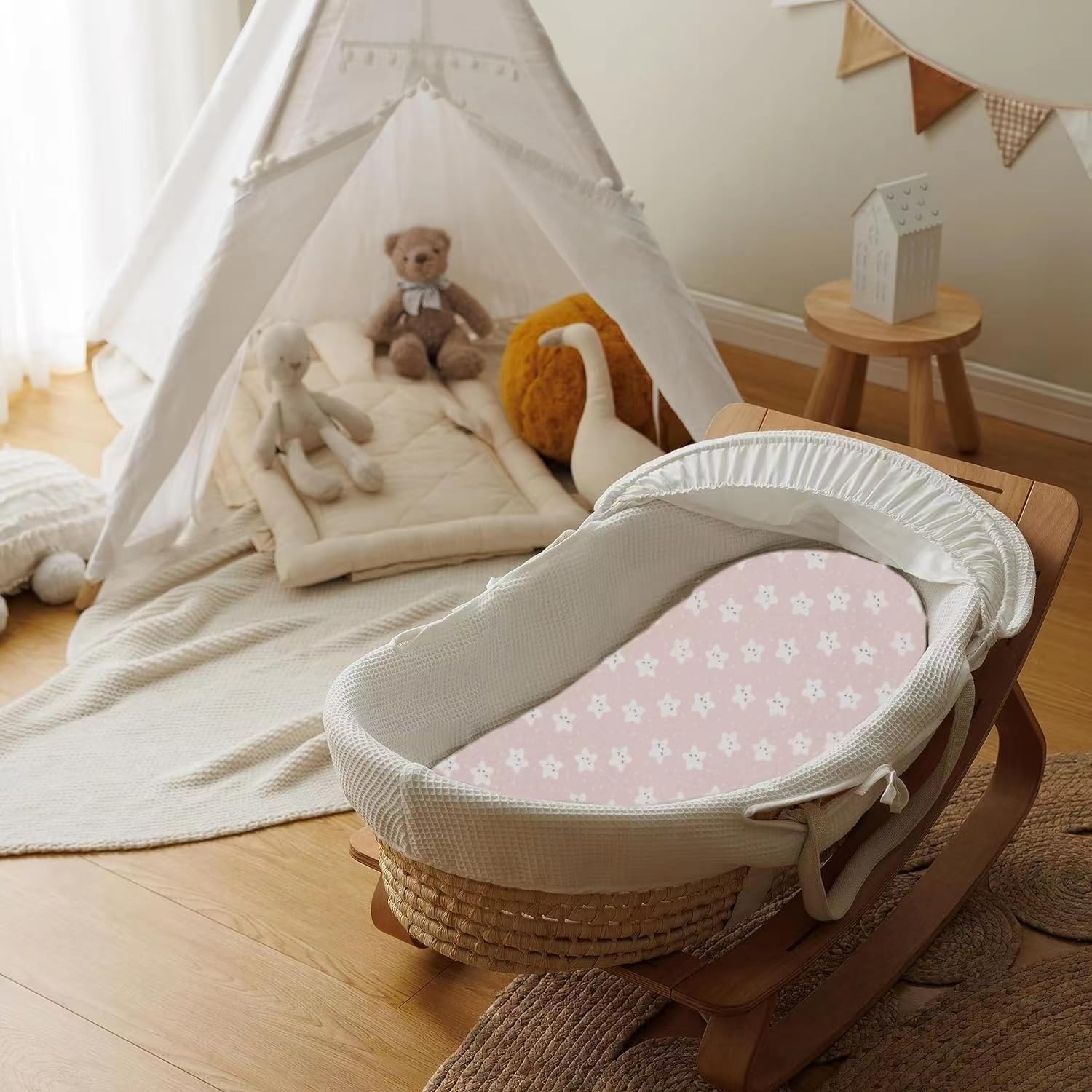 Moses Basket Sheets Set 2 Pack, Baby Bassinet Sheets for Boy and Girl - Image 4