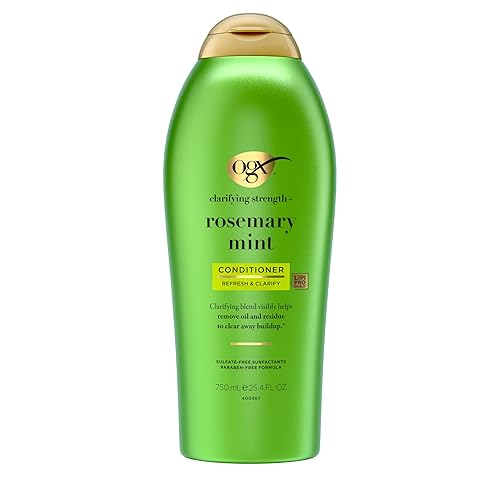 OGX Acondicionador clarificante y menta de romero, acondicionador aclarante para cabello graso ayuda visiblemente a eliminar el aceite y los