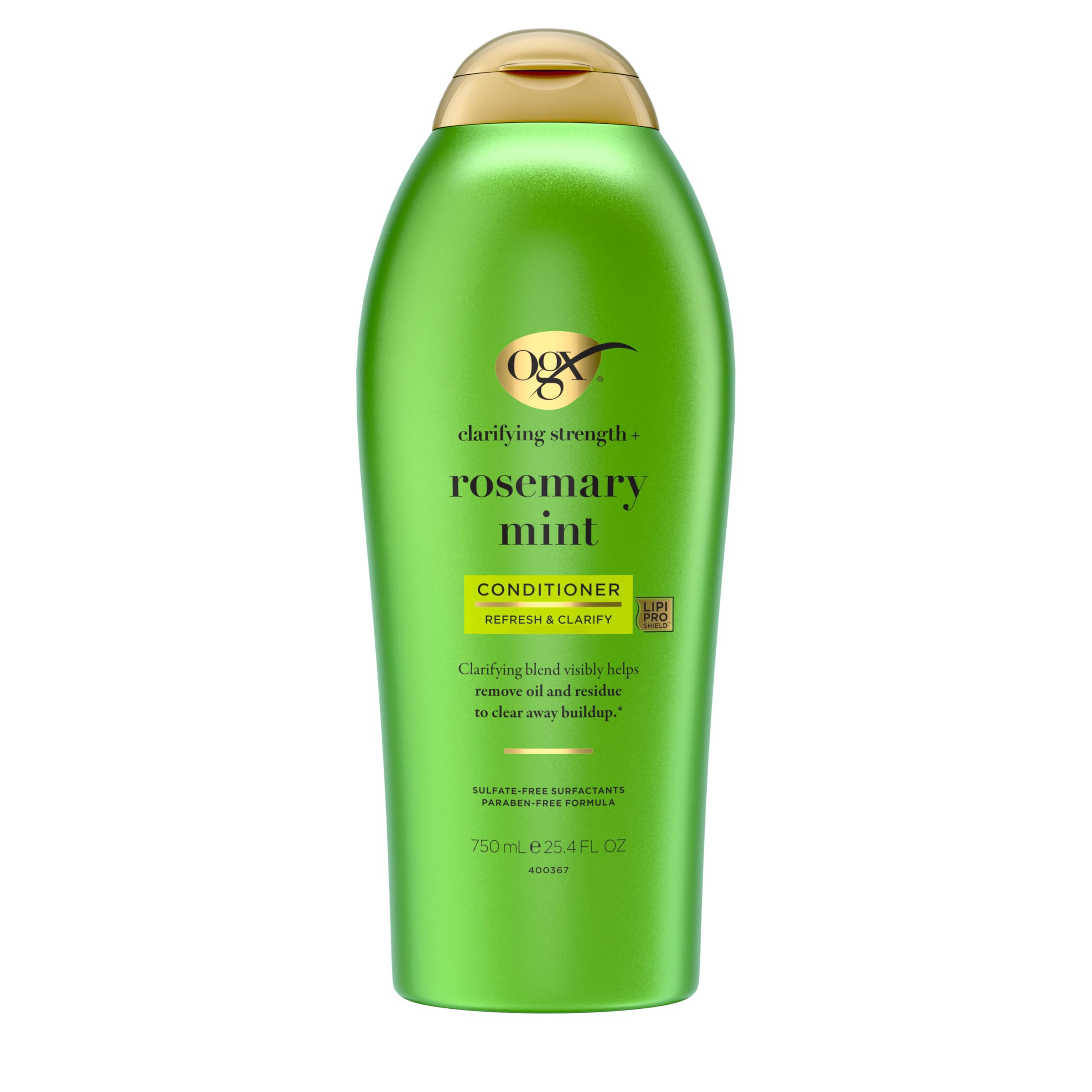 OGX Clarifying Strength + Rosemary Mint Conditioner, Clarifying Conditioner for Oily Hair Visibly Helps Remove Oil & Residue to Clear Away Buildup, Sulfate-Free Surfactants, 25.4 fl. oz