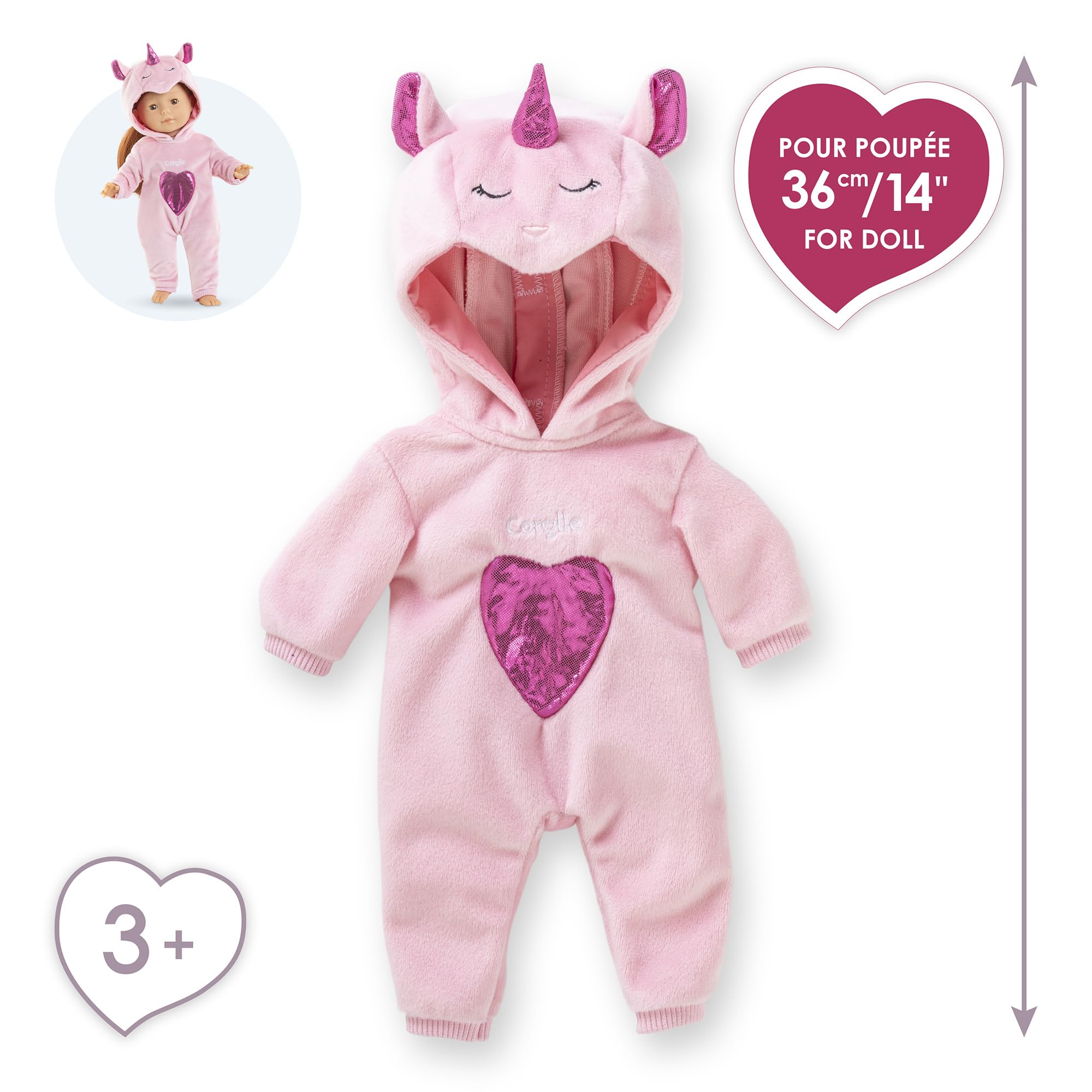 Ma Corolle - Pyjama Licorne Rose, vêtement, pour poupée Ma Corolle, 36cm, dès 3 Ans, 9000212930