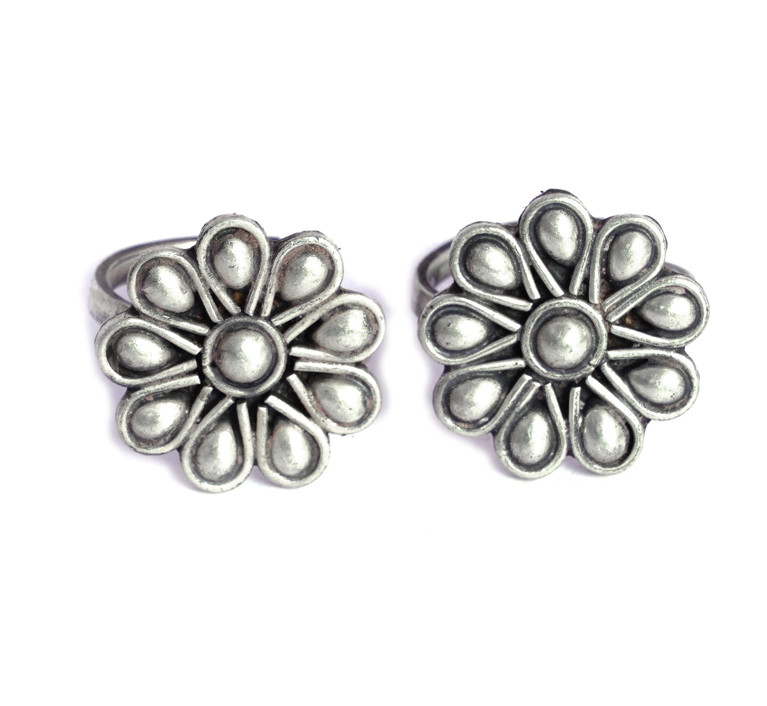925 Sterling Silver Toe Ring, Moh mini flower toe ring,Well Stamped with 92.5, Minimal Pieces, Handcrafted Oxidized Toe-Ring, Women Accessories