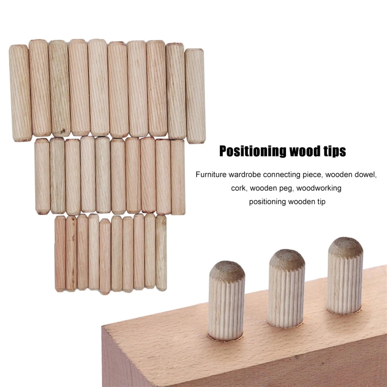 Holzdübel, 300 Stück Stifte M6 M8 M10 Holzdübel Dübelstangen Set, konische Handwerk Hartholzdübel für Möbelreparatur und Befestigung Handwerk