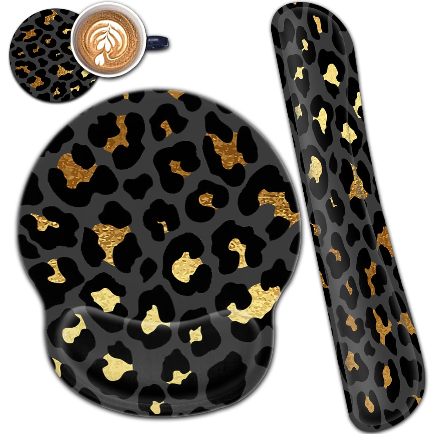 Ergonomic Mouse Pad Gel Wrist Support and Memory Foam Keyboard Wrist Rest Set, for Gaming Computer Office Laptop Easy Typing Wireless Mouse Mat, Funy