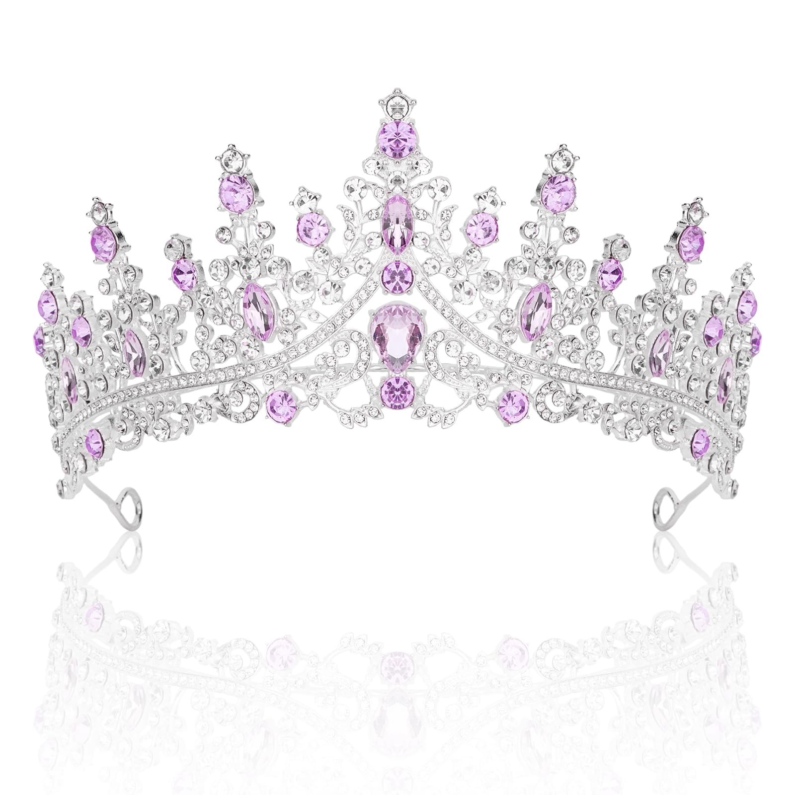CURASA Silver Crown Purple Tiara for Women - Birthday, Quinceanera, Wedding Crown for Party, Prom, Pageant