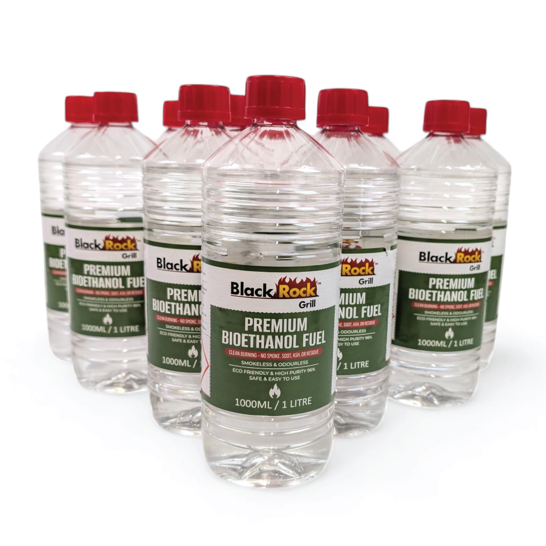 Black Rock Grill Bioethanol Fuel 12L, Premium Liquid Fuel for Fire Pits, Fireplaces, Spirit Burners & Alcohol Stoves, High Purity, Clean Burning, Eco-Friendly Ethanol for Indoor & Outdoor (12 Litres)