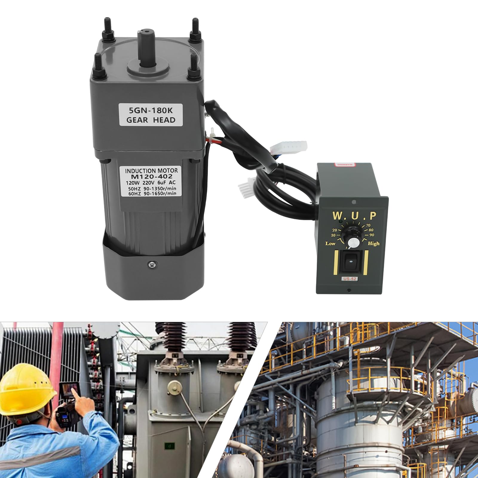 Motore Elettrico a Ingranaggi PINYELIN da 120W 220V, Riduttore a Vite Senza Fine da 180K, Motore a Vite Senza Fine da 0-90 giri/min