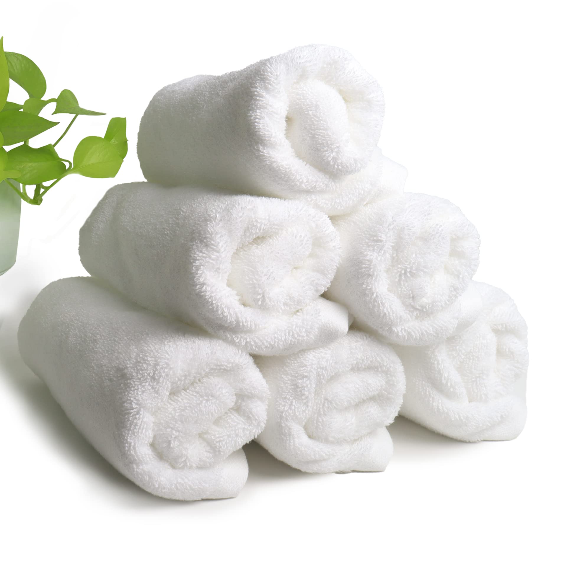 HEELIUM Bamboo Hand Towel for Sports & Gym, Super Absorbent & Soft, Antibacterial, 600 GSM, 25 inch x 15 inch, Pack of 6 (White)