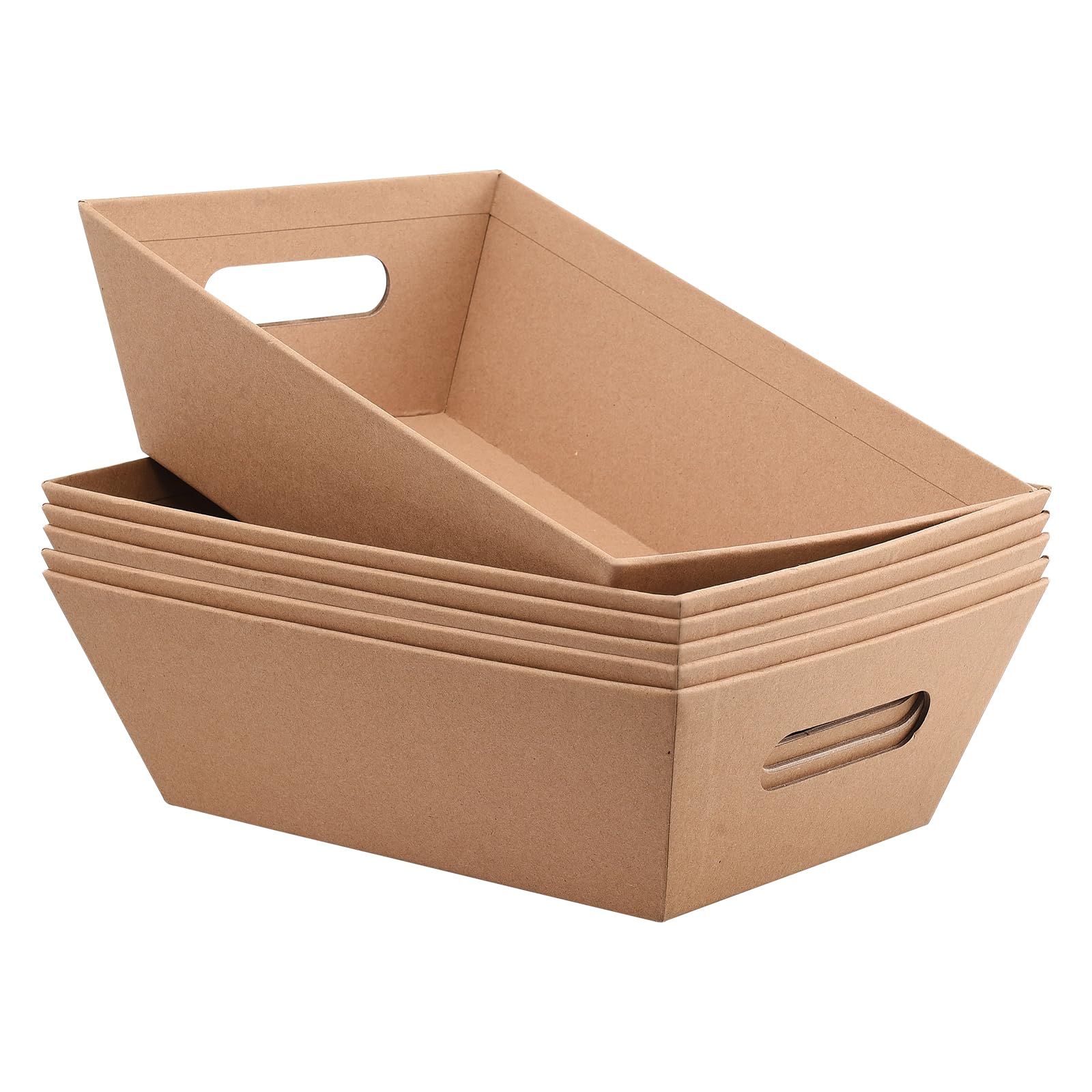 Panier cadeau vide en carton kraft avec poignées pour fêtes et anniversaires - Lot de 6