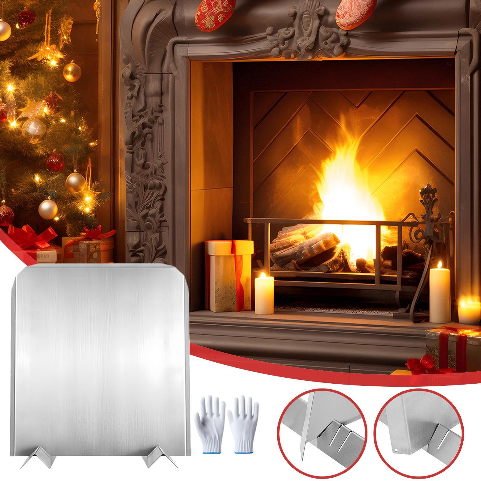 Acciaio Inossidabile Rinforzo Per Caminetto con Piedini 41x46 cm Parafuoco | Pannelli Metallici Per Parete Posteriore Caminetto Per Casa Appartamento Soggiorno Hotel