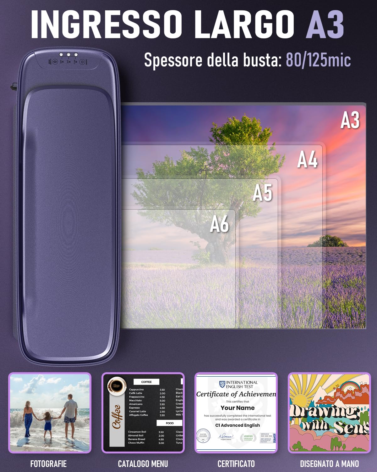 Plastificatrice A3 con 30 Foglio di Laminazione, Caldo e Freddo Plastificatore per A3 A4 A5 A6, 9 in 1 Macchina Plastificatrice con Taglierina e Arrotondatore per Scuola, Ufficio, Casa