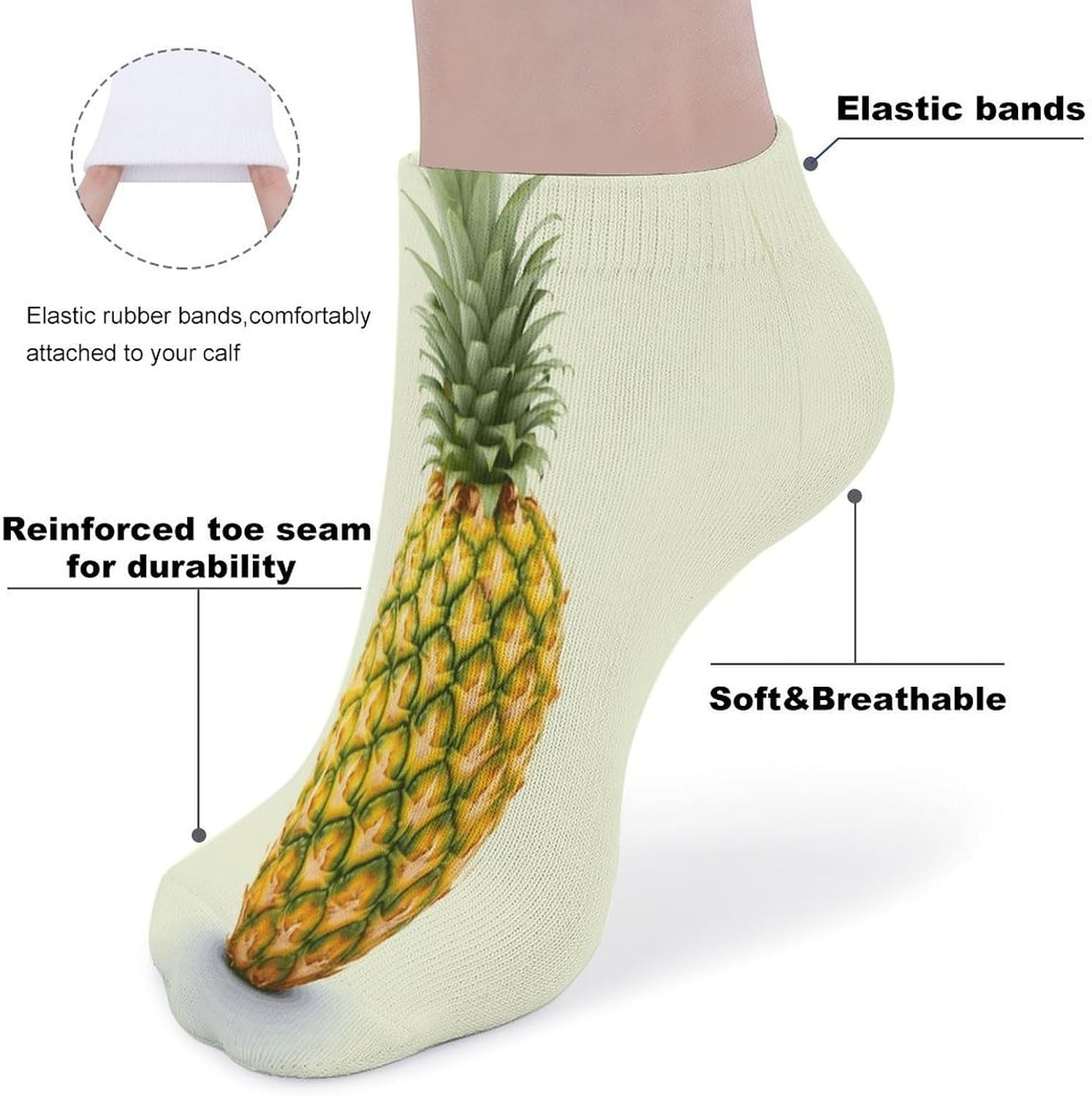 Fresh Pineapple Ankle Socks for Adult Comfort Athletic Running Socks Breathable Casual Low Cut Sock 5 Pairs