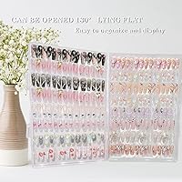 Vista 6 de Caja de almacenamiento de uñas transparente grande, juego de caja de embalaje vacía de uñas a presión con cinta adhesiva de doble cara y 50 soportes