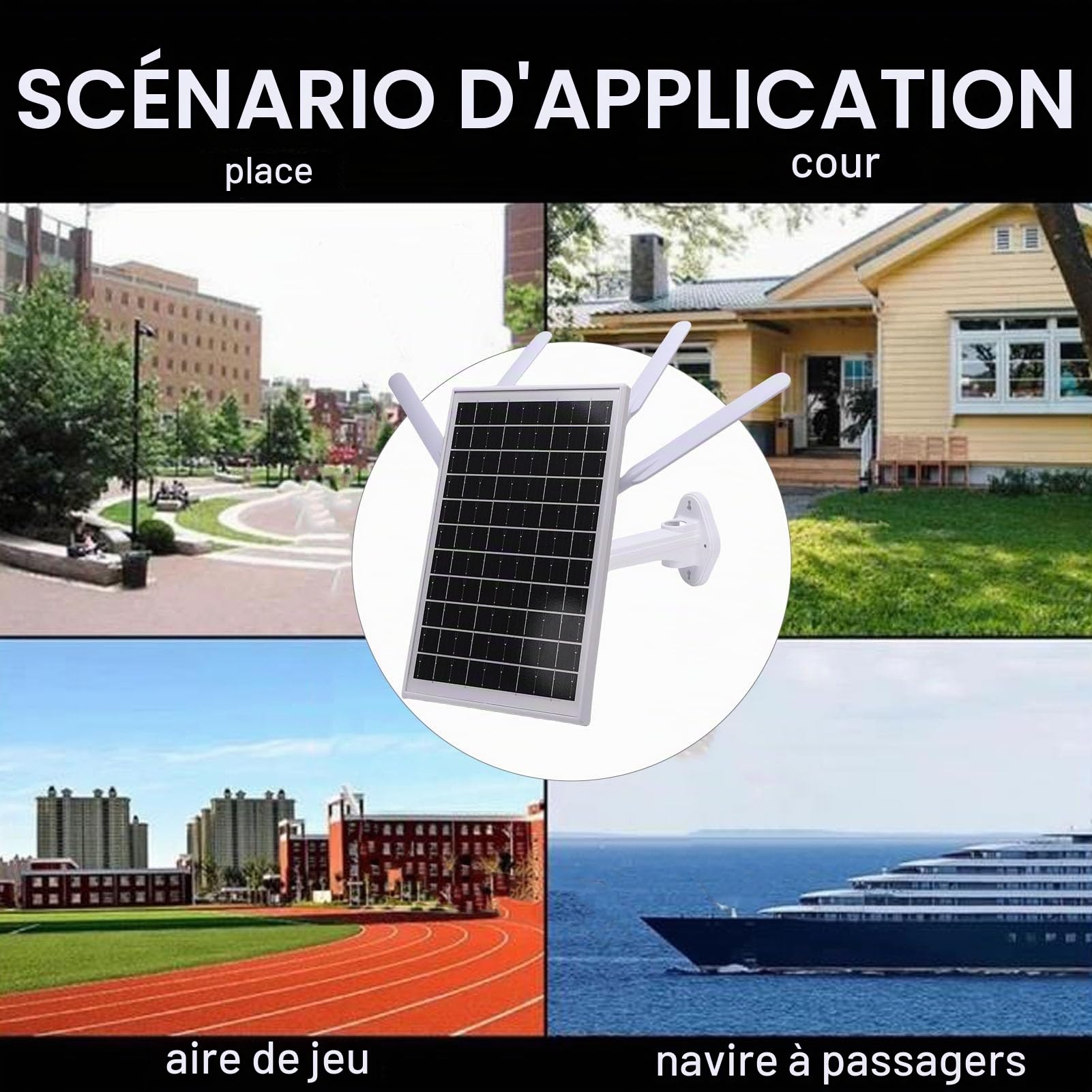 TOPINCN Routeur 4G Extérieur Solaire, Routeur Solaire 12W Router 4G LTE Modem Extérieur Extérieur Extension WiFi avec Une Fente de Carte SIM, Routeur WiFi (Antennes Noires)