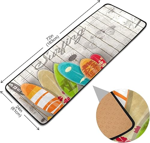 Miniatura 2 de Alfombra de baño antideslizante para baño, cocina, entrada, alfombra suave para dormitorio, 72 x 24 pulgadas, colorida