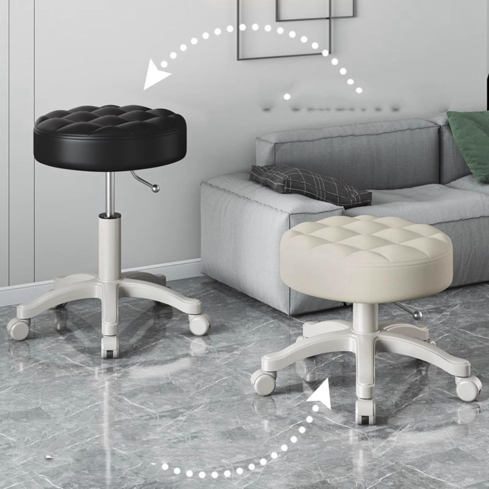 Amazon｜丸椅子 キャスター付き 足置きソファー オットマン ソフト