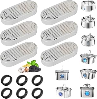 Cat Water Fountain Filter Replacement for Stainless Steel Pet Fountain | Cat Fountain Filter Replacement for 3.2L/108oz and 4L/134oz Cat Drinking Fountain ,6 Se