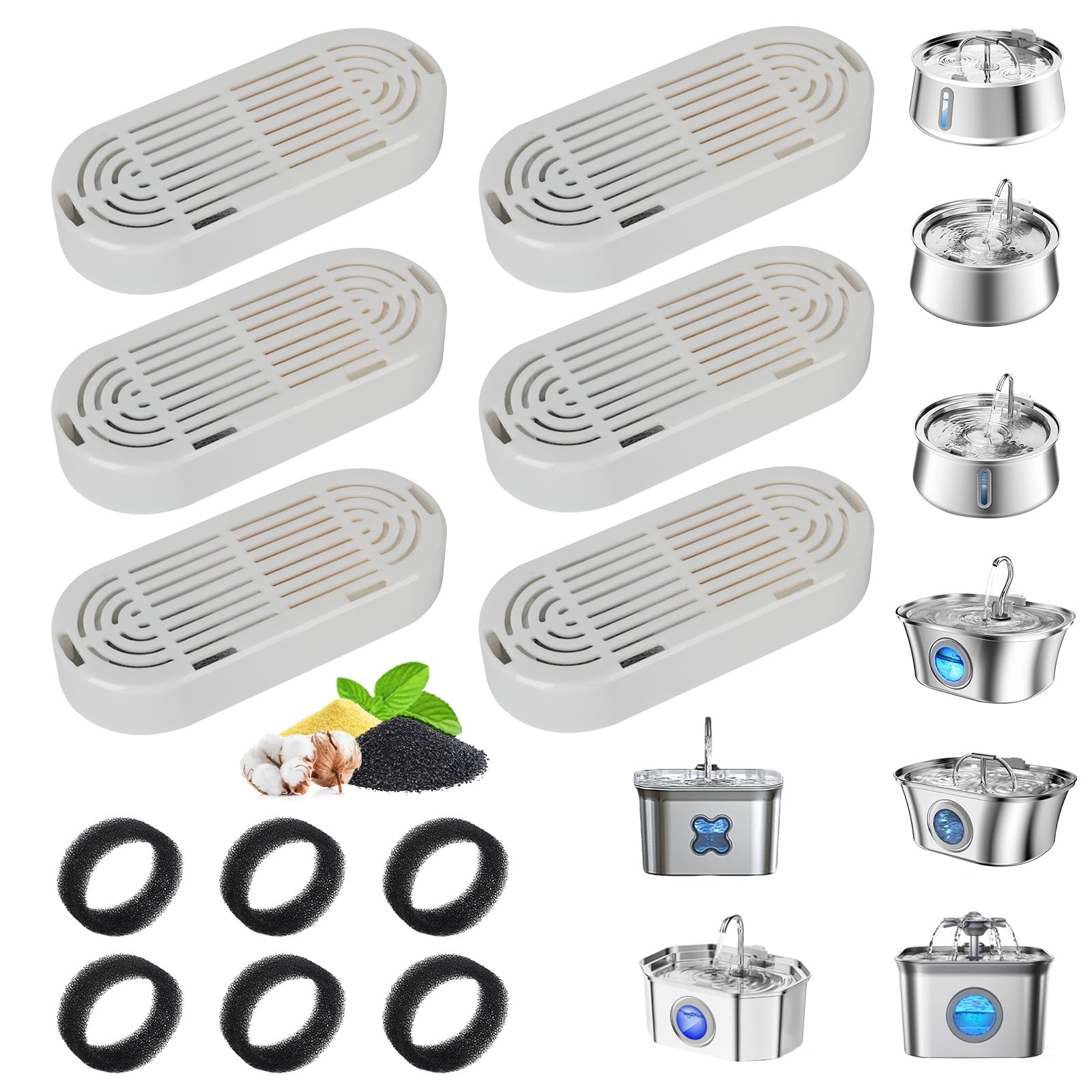 Cat Water Fountain Filter Replacement for Stainless Steel Pet Fountain