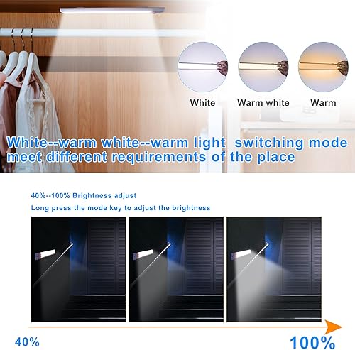 Miniatura 2 de Luces LED para armario recargables ultrafinas regulables magnéticas para debajo del armario iluminación ajustable de 3 colores de temperaturabrillo