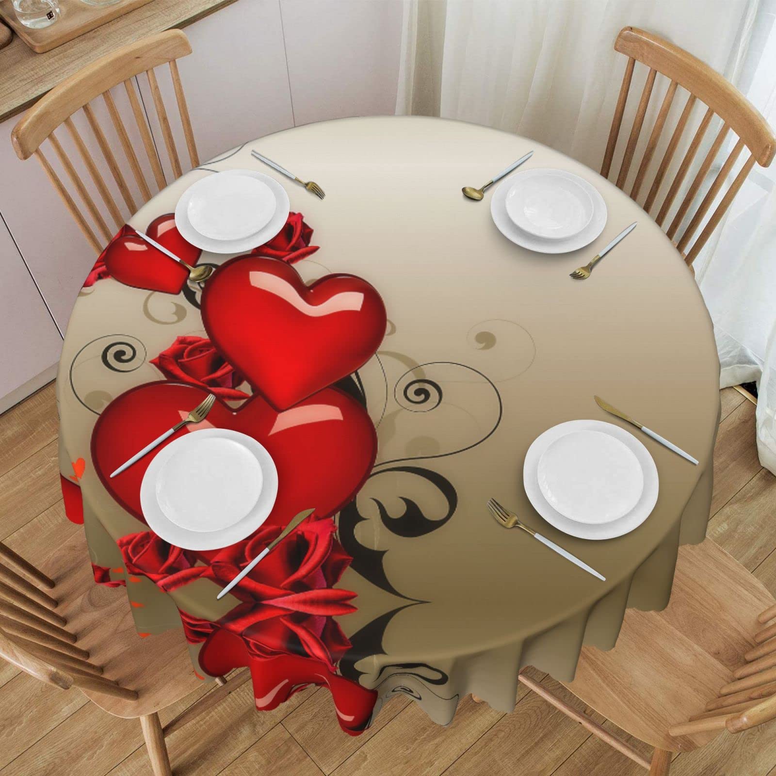 Nappe ronde imprimée florale 152 cm en polyester pour table de cuisine