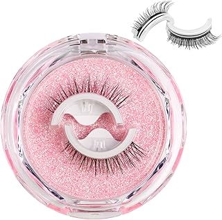 Pre Glued Eyelashes,Reusable Adhesive Eyelashes,Reusable False Eyelashes with Replacement Tape,Self Adhesive Eyelashes,Stick On Eyelashes,Natural Eyelashes No Eyeliner or Glue Needed,(W08)