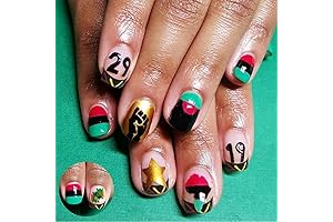 Full Cover Square Acrylic False Nails for Juneteenth: Celebrate Black Liberation History Day in Style