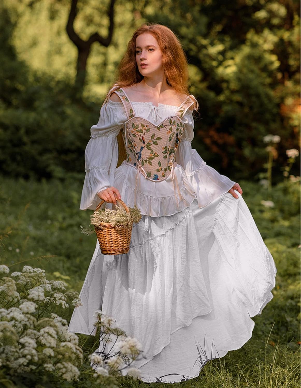 Scarlet Darkness Long Skirts for Women Renaissance Costume Pirate Maxi Skirt Plus Size with Pockets - Image 2