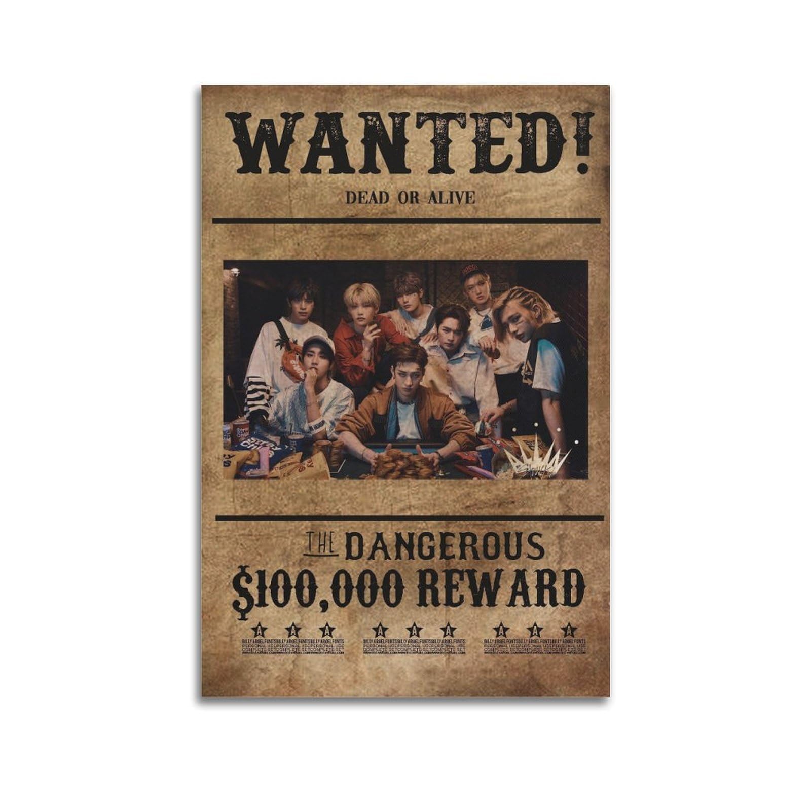 Stray Kids Vintage Poster South Korea Singer Canvas Poster And Wall Art Modern Family Bedroom Gym Office Decor Gift 24x36inch(60x90cm) Unframe-style