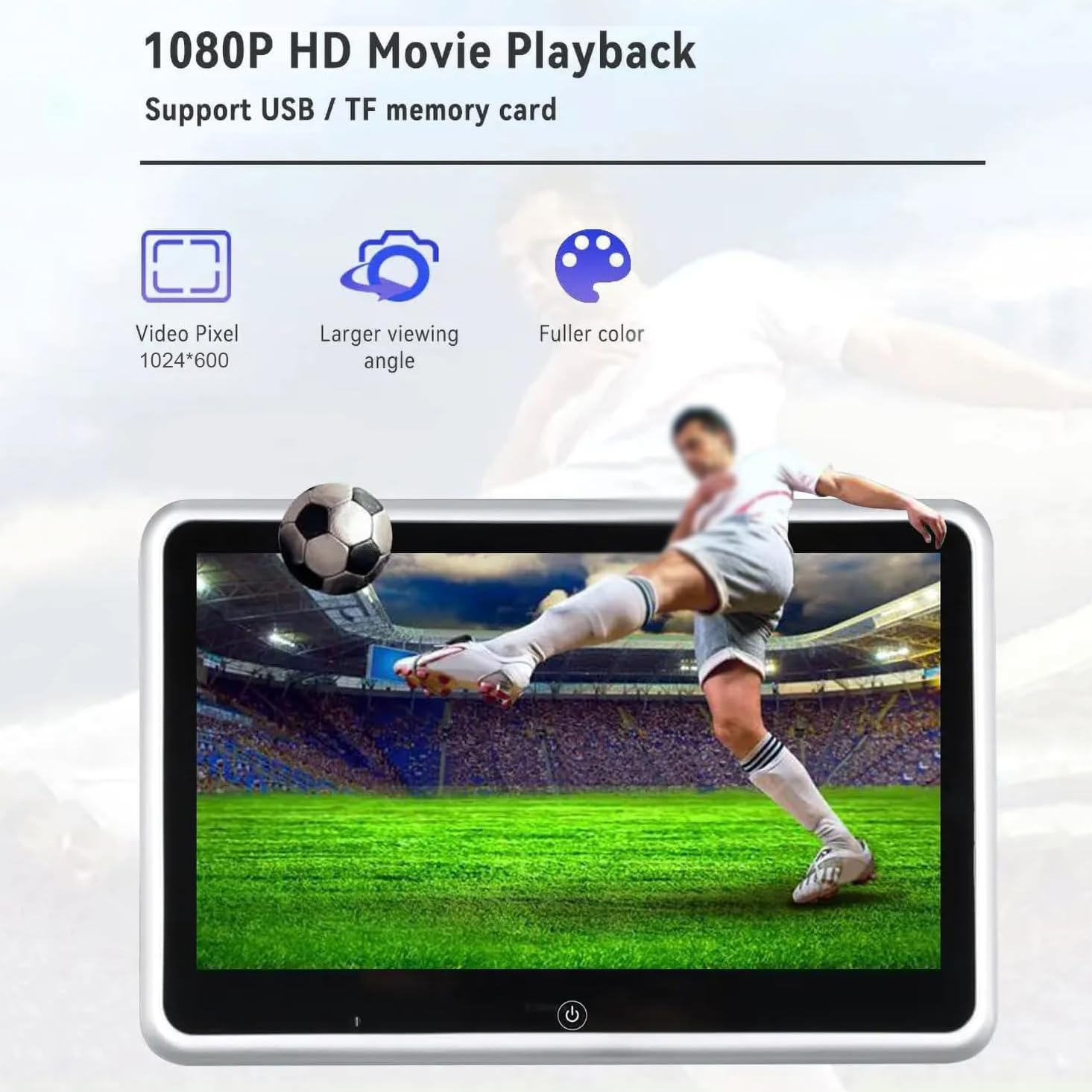 Schermo da 10,1 Pollici per Poggiatesta Auto, Lettore Dvd per Poggiatesta, Touch Screen HD (risoluzione: 1024 × 600), USB/TF, Facile da Installare, 9 Lingue,1PCS