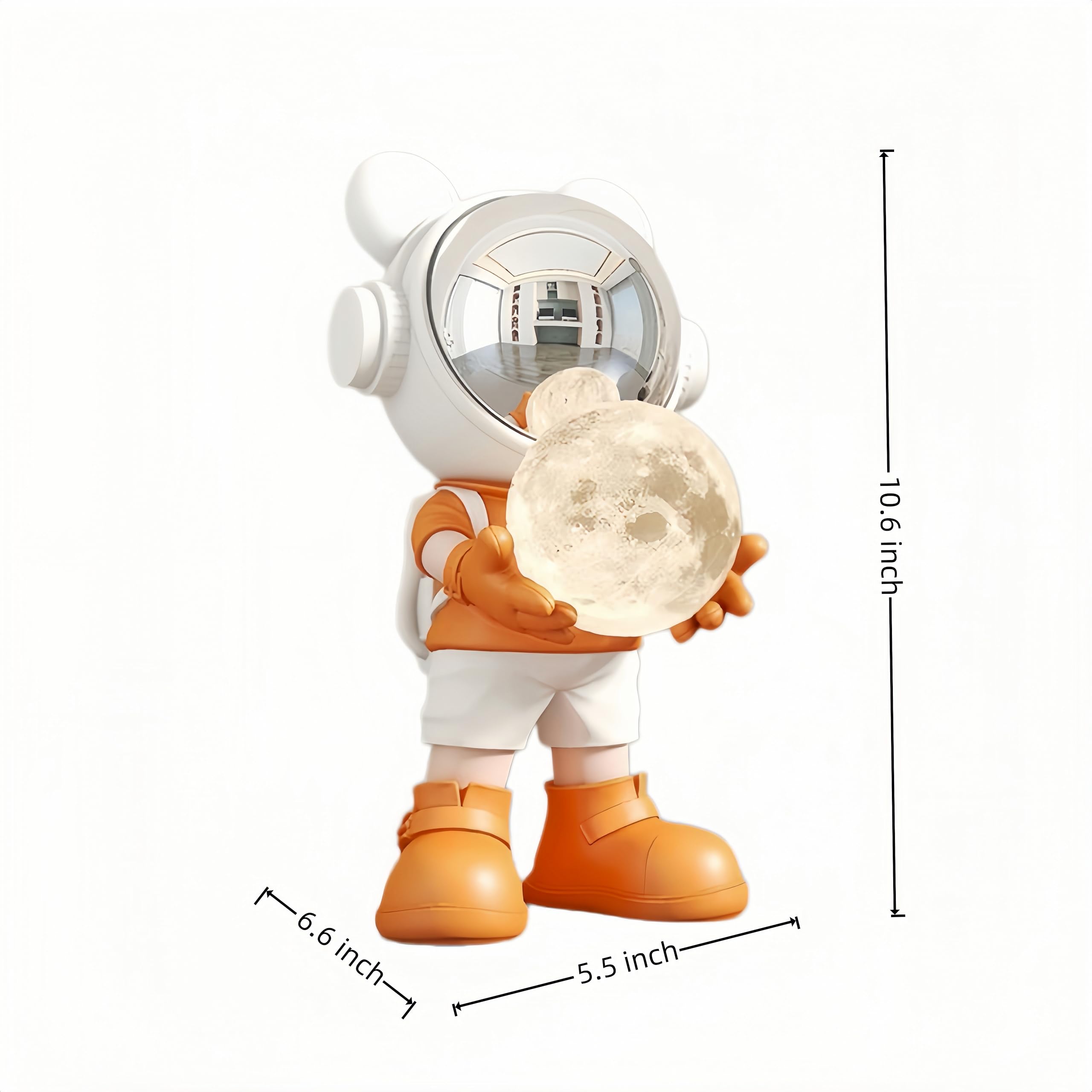 Estatua de astronauta de resina, escultura espacial, decoración temática espacial, perfecta para salas de estar, dormitorios y otros espacios (naranja B)