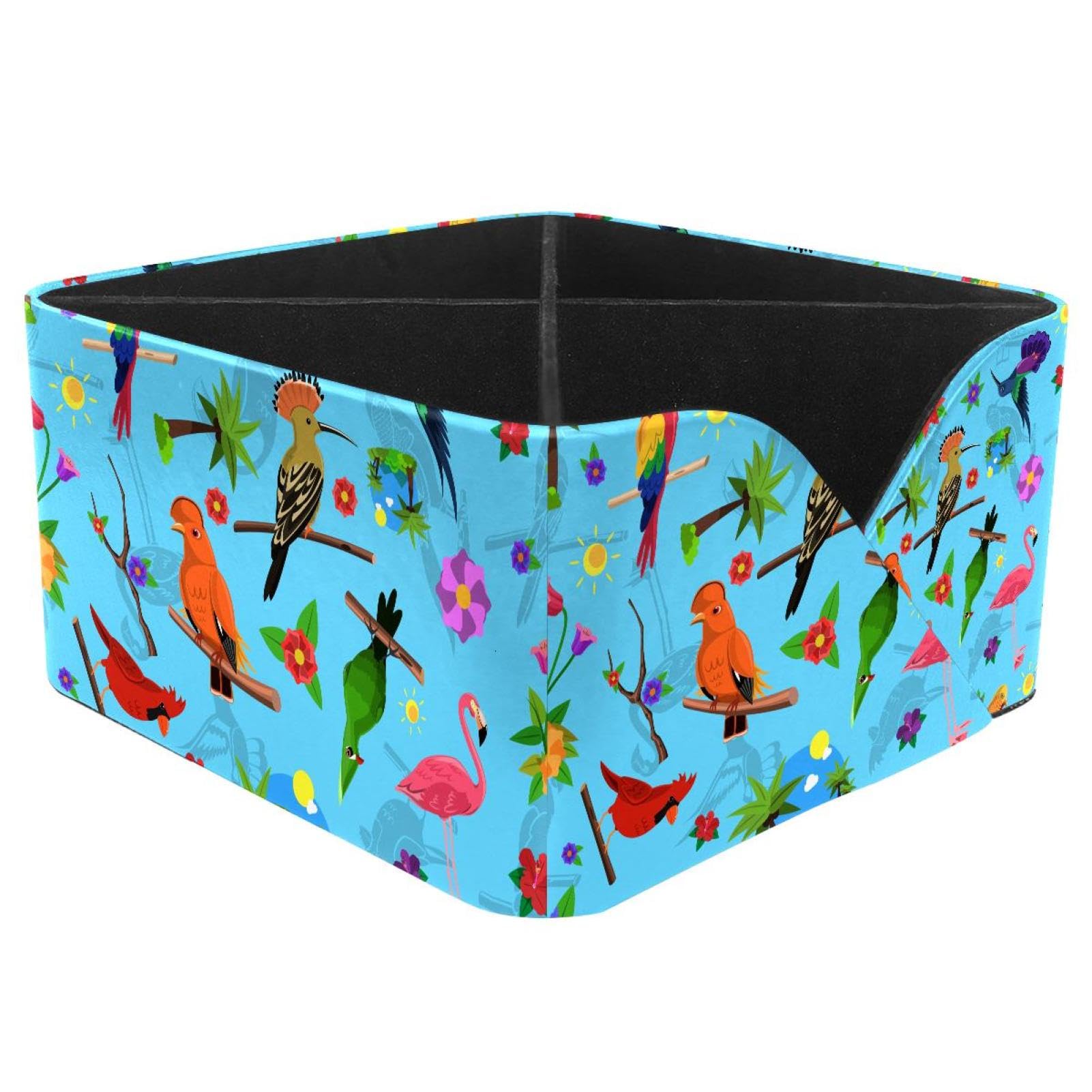 KengjuTesu Hummingbird Toucan Birds Desktop Organizer Pen Holder, Rectangular Pencil Cup for Office, Study and Makeup Stations