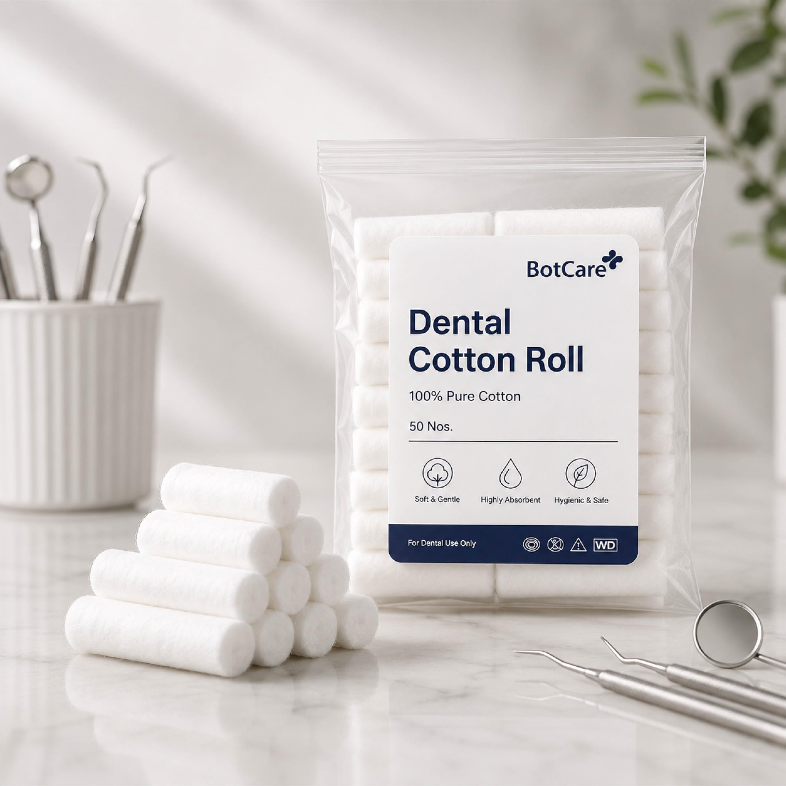 Non-Sterile Dental Cotton Rolls 37 mm x 8 mm | Chlorine Free, Lint Free, High Absorbency | Soft Medical Cotton for Dental Procedures | Available in 5 Bunches & 20 Bunches-image-44