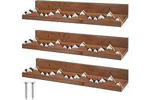 Rustic Dark Brown 3-Piece Snow Mountain Wall Shelves