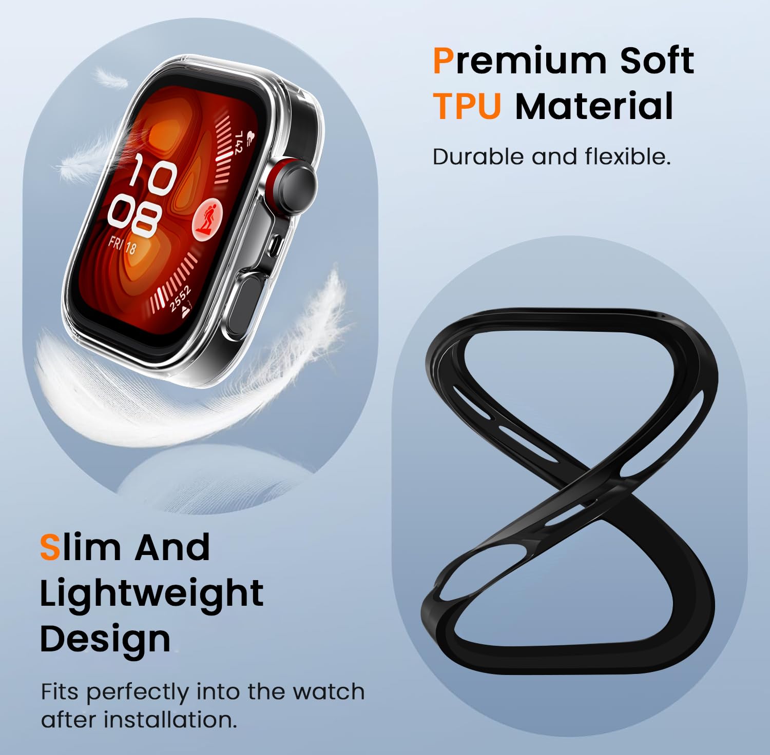 ivoler 3 sztuki etui z folią ochronną do Huawei Watch Fit 4 Pro, pełne pokrycie, odporne na uderzenia i zarysowania, ultracienkie, miękkie etui ochronne z termoplastycznego poliuretanu (TPU), 2