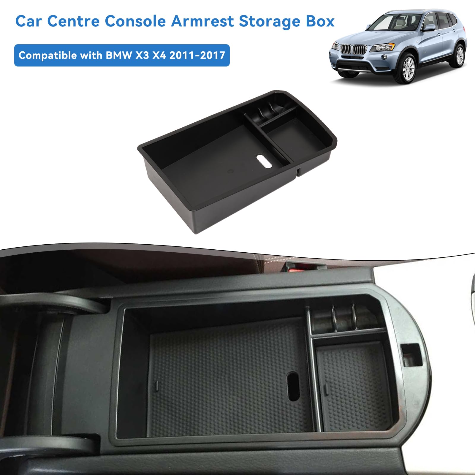 Caja de almacenamiento central Guantera Bandeja de apoyabrazos para X3 f25 2011-2016/X4 f26 2014 2015 2016 Accesorios de estilo de coche