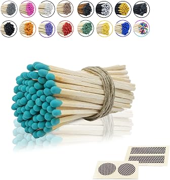 3 Inch Long Wooden Refill Matchsticks with Strike Stickers - Safety Matches Wholesale Bulk Loose by Chandler Studio Light Green, 50 Pieces