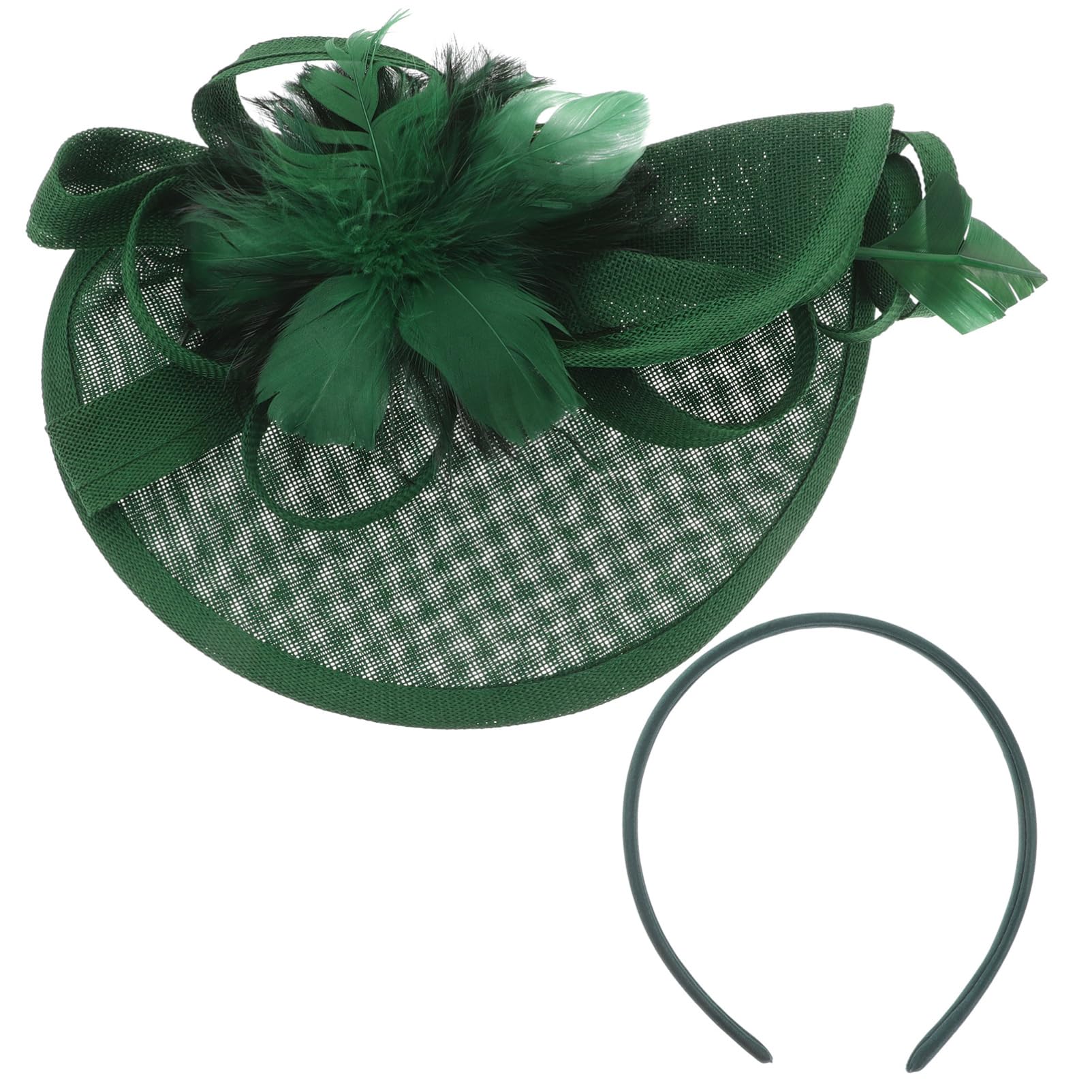 Fascinator Elegante Verde per Donna, Cappello Cerimonia Clip | Set da 1 Pezzo, Piume e Fiori Decorativi, Leggero, per Festa di Compleanno e Tè